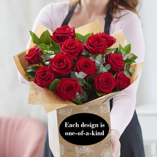 12 Red Rose Hand-tied - Shop Today